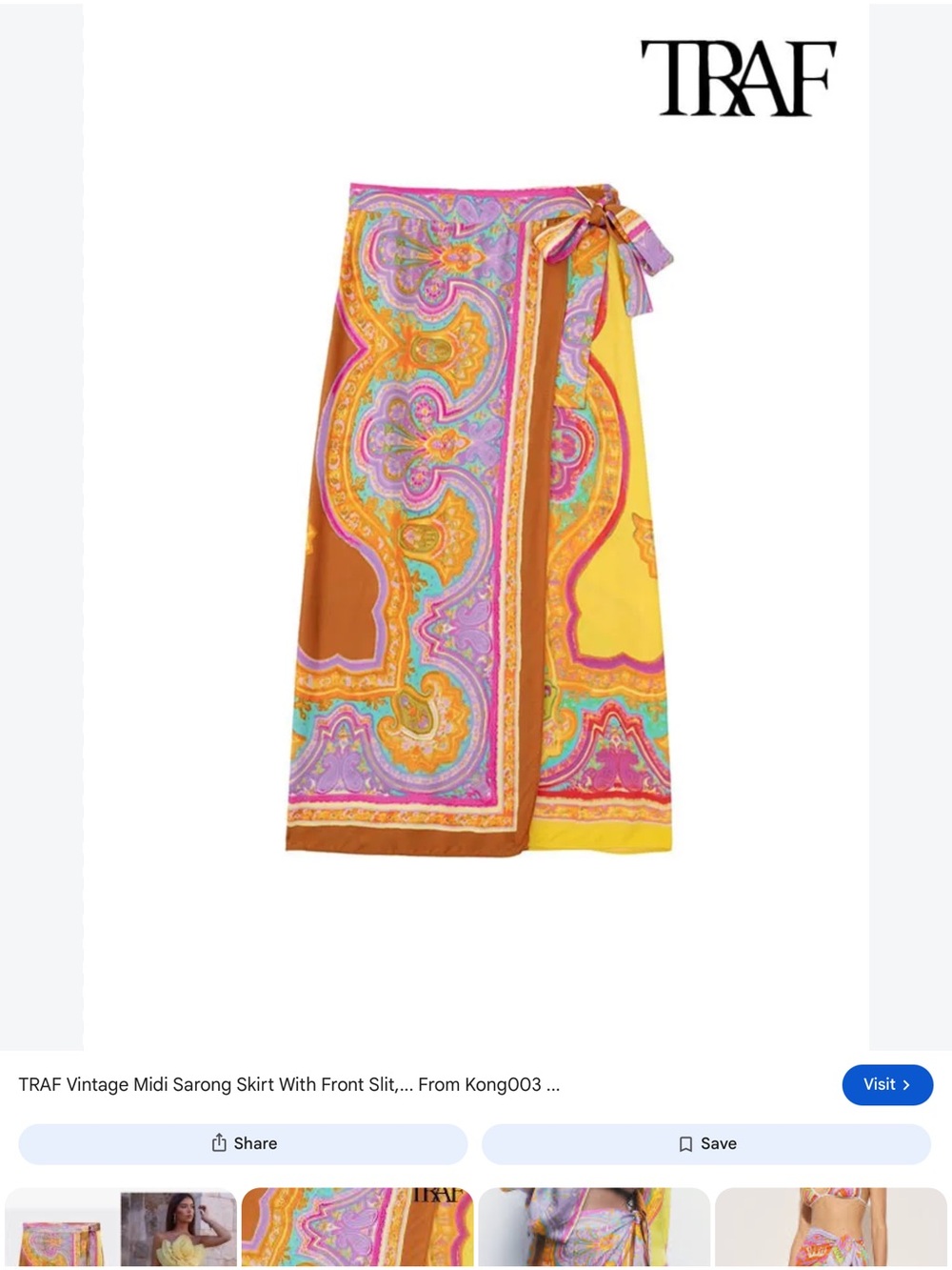 Zara Yellow, Pink & Brown Paisley Sarong Skirt